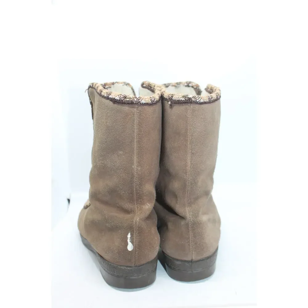 Yodelers Vintage 1970's Faux Fur Lined Suede Apres Ski Boots sz 10